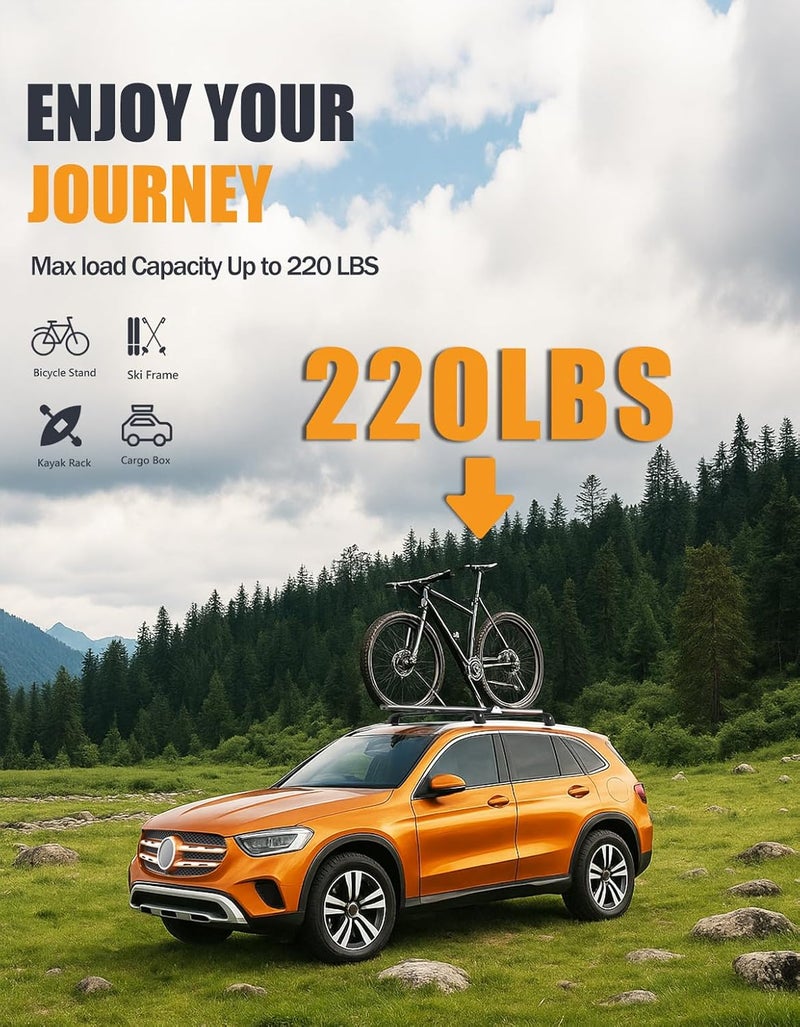 KINGGERI 220lb Lockable Roof Rack Cross Bars Compatible with Mercedes Benz GLC 2016-2022 with Flush Side Rails, Heavy Duty Aluminum Roof Rails Crossbars Luggage Accessories - Image 3